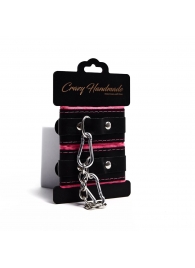 Черно-розовые скругленные наручники с мягкой подкладкой - Crazy Handmade - купить с доставкой в Реутове