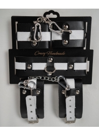 Набор фиксаторов из черной и белой натуральной кожи - Crazy Handmade - купить с доставкой в Реутове
