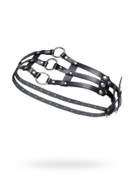 Черный кожаный пояс с кольцами - Pecado - купить с доставкой в Реутове