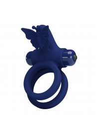 Синее эрекционное кольцо с вибростимуляцией клитора - Baile - в Реутове купить с доставкой