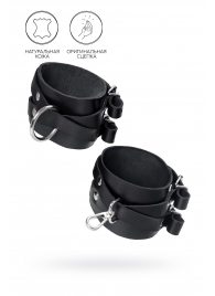 Черные кожаные оковы с двумя перекрёстными ремешками - Pecado - купить с доставкой в Реутове