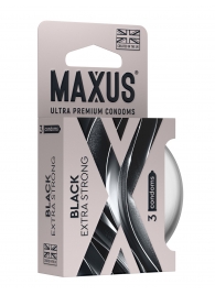 Черные утолщенные презервативы MAXUS Extra Strong с железным кейсом - 3 шт. - Maxus - купить с доставкой в Реутове