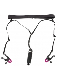 Женские вибростринги с зажимами для половых губ Spreader String with Vibrator - Orion - купить с доставкой в Реутове