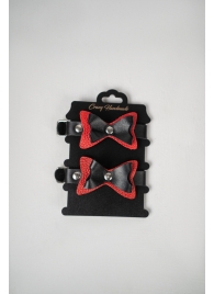 Черно-красные кожаные наручники с бантиками - Crazy Handmade - купить с доставкой в Реутове