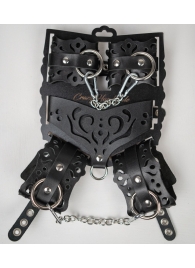 Черный ажурный кожаный набор фиксаций - Crazy Handmade - купить с доставкой в Реутове
