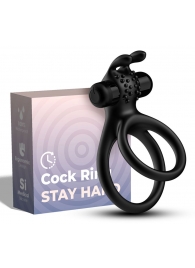 Черное эрекционное виброкольцо с подхватом мошонки Stay Hard - Boys of Toys - в Реутове купить с доставкой