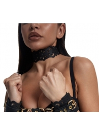 Черный ажурный чокер с золотистой фурнитурой - Crazy Handmade - купить с доставкой в Реутове