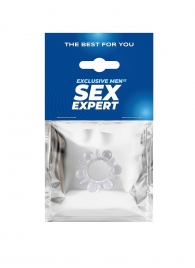 Прозрачное эрекционное кольцо с шариками и шипами - Sex Expert - в Реутове купить с доставкой