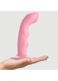 Розовая насадка-стимулятор Strap-On-Me Tapping Dildo Wave - Strap-on-me - купить с доставкой в Реутове