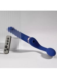 Синий безремневой страпон Multi Orgasm Bendable Strap-On size L с клиторальной стимуляцией - Strap-on-me - купить с доставкой в Реутове