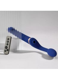 Синий безремневой страпон Multi Orgasm Bendable Strap-On size XL с клиторальной стимуляцией - Strap-on-me - купить с доставкой в Реутове