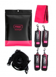 Черно-розовый эротический набор: фиксатор, оковы, наручники, повязка - Erokay - купить с доставкой в Реутове