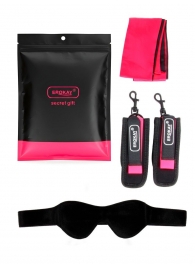 Черно-розовый эротический набор: маска, наручники и повязка - Erokay - купить с доставкой в Реутове