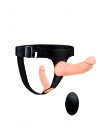 Женский страпон с 2 насадками, вибрацией и пультом ДУ - Erowoman-Eroman - купить с доставкой в Реутове