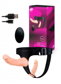 Женский страпон с 2 насадками, вибрацией и пультом ДУ - Erowoman-Eroman - купить с доставкой в Реутове