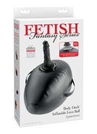 Черный надувной мяч с платформой для фиксации дилдо Body Dock Inflatable Love Ball - Pipedream - купить с доставкой в Реутове