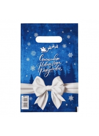 Сине-белый подарочный новогодний пакет с вырубной ручкой (20х30 см) - Сима-Ленд - купить с доставкой в Реутове