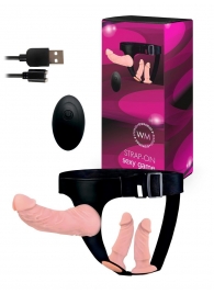 Женский страпон с 3 насадками и вибрацией - Erowoman-Eroman - купить с доставкой в Реутове