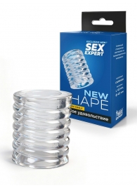 Прозрачная сквозная насадка на пенис с ребрышками - Sex Expert - в Реутове купить с доставкой