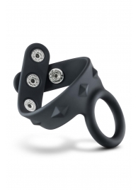 Черное эрекционное кольцо с подхватом мошонки на кнопках VS6 - Blush Novelties - в Реутове купить с доставкой