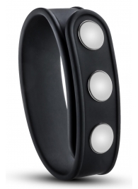 Черное эрекционное кольцо на кнопках - Blush Novelties - в Реутове купить с доставкой