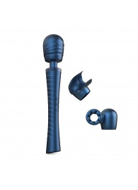 Синий вибромассажёр с насадками Man.wand Edgy - Manwan - в Реутове купить с доставкой
