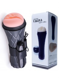 Телесный мастурбатор-вагина в черной колбе с вибрацией - Boys of Toys - в Реутове купить с доставкой