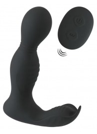 Черная анальная пробка с вибрацией, вращением и пультом ДУ RC Butt Plug with 2 Functions - Orion - в Реутове купить с доставкой