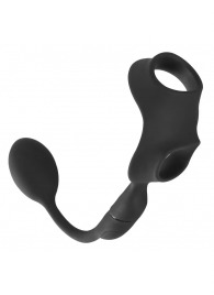 Черное виброкольцо с анальной пробкой Cock Ring with RC Butt Plug - Orion - в Реутове купить с доставкой
