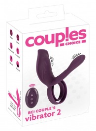 Фиолетовая насадка на член с клиторальным отростком и пультом ДУ RC Couple’s Vibrator 2 - Orion - в Реутове купить с доставкой