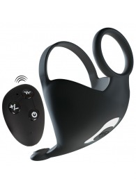 Черная вибронасадка для эрекции и стимуляции мошонки Cock ring with RC ball massager - Orion - в Реутове купить с доставкой