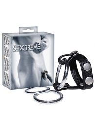Подхват для мошонки с 3 съемными эрекционными кольцами Leder-Riemen - Orion - в Реутове купить с доставкой