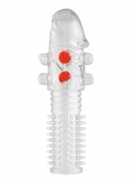 Гелевая прозрачная насадка с шариками и шипами - 14 см. - Toyfa Basic - в Реутове купить с доставкой