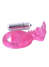 Розовая вибронасадка со стимулятор клитора   Язычок - Toyfa Basic - в Реутове купить с доставкой