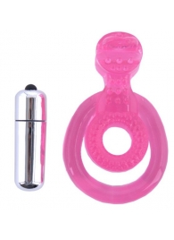 Розовая вибронасадка со стимулятор клитора   Язычок - Toyfa Basic - в Реутове купить с доставкой
