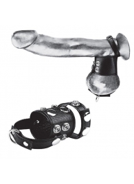 Утяжка на пенис и мошонку Cock Ring With 1.5  Ball Stretcher And Optional Weight Ring - BlueLine - купить с доставкой в Реутове