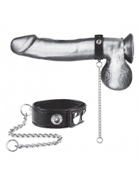 Утяжка на пенис с поводком Snap Cock Ring With 12  Leash - BlueLine - купить с доставкой в Реутове