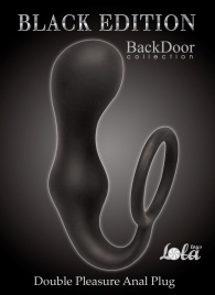 Чёрное эрекционное кольцо с анальной пробкой Double Pleasure Anal Plug - Lola Games - в Реутове купить с доставкой