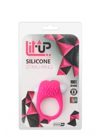 Розовое эрекционное кольцо с щеточкой LIT-UP SILICONE STIMU RING 5 - Dream Toys - в Реутове купить с доставкой