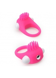 Розовое эрекционное кольцо с щеточкой LIT-UP SILICONE STIMU RING 5 - Dream Toys - в Реутове купить с доставкой