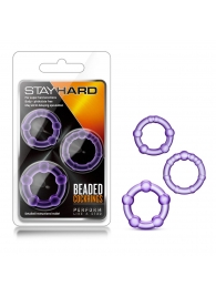 Набор из 3 фиолетовых эрекционных колец Stay Hard Beaded Cockrings - Blush Novelties - в Реутове купить с доставкой