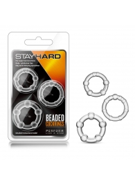 Набор из 3 прозрачных эрекционных колец Stay Hard Beaded Cockrings - Blush Novelties - в Реутове купить с доставкой