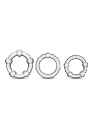Набор из 3 прозрачных эрекционных колец Stay Hard Beaded Cockrings - Blush Novelties - в Реутове купить с доставкой
