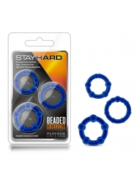 Набор из 3 синих эрекционных колец Stay Hard Beaded Cockrings - Blush Novelties - в Реутове купить с доставкой