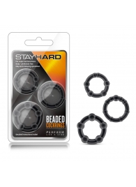 Набор из 3 чёрных эрекционных колец Stay Hard Beaded Cockrings - Blush Novelties - в Реутове купить с доставкой