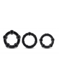 Набор из 3 чёрных эрекционных колец Stay Hard Beaded Cockrings - Blush Novelties - в Реутове купить с доставкой