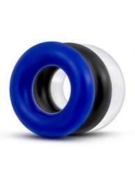 Набор из 3 разноцветных колец Stay Hard Donut Rings - Blush Novelties - в Реутове купить с доставкой