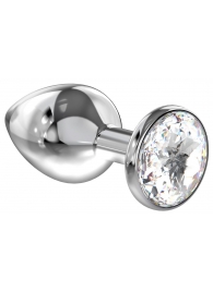 Большая серебристая анальная пробка Diamond Clear Sparkle Large с прозрачным кристаллом - 8 см. - Lola Games - купить с доставкой в Реутове