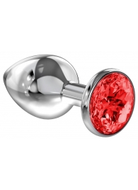 Большая серебристая анальная пробка Diamond Red Sparkle Large с красным кристаллом - 8 см. - Lola Games - купить с доставкой в Реутове