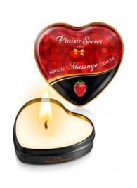 Массажная свеча с ароматом клубники Bougie Massage Candle - 35 мл. - Plaisir Secret - купить с доставкой в Реутове